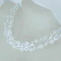 Necklace Rose Gold filled 14K - Duo Moonstone-Satin white - Necklace Rose Gold filled 14K - Rose Gold filled 14K